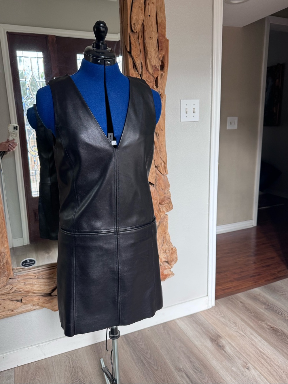 Gianni Bini Black Vegan Leather Sleeveless Shift Dress